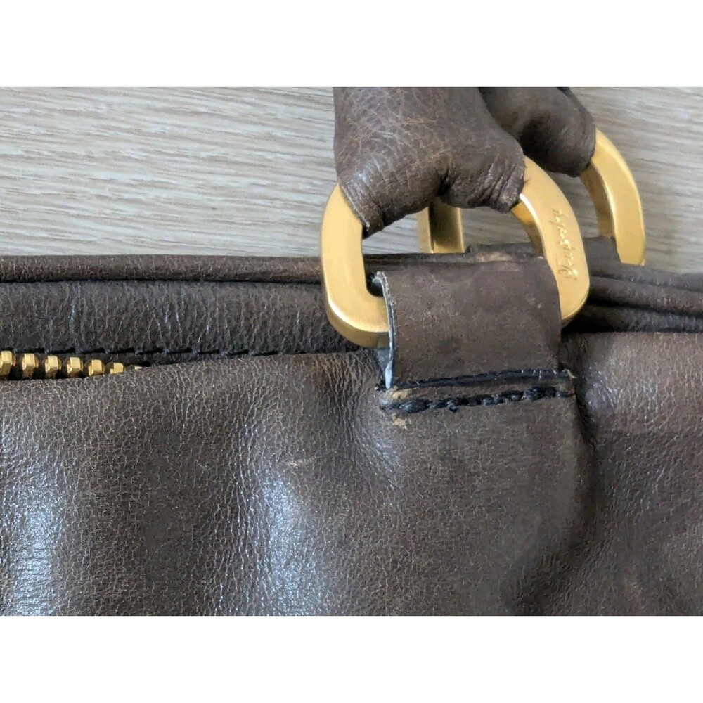 Temperley London Leather Luxury HandBag Bag Zip Y2K 90s Gold Tone Brown READ - Picture 15 of 15